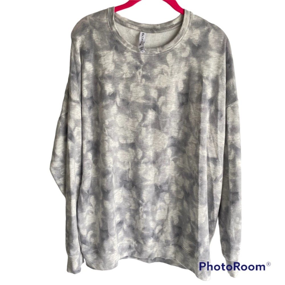 Athleta Studio to Street Print Light Gray Ladies Casual‎ Sweatshirt, L
